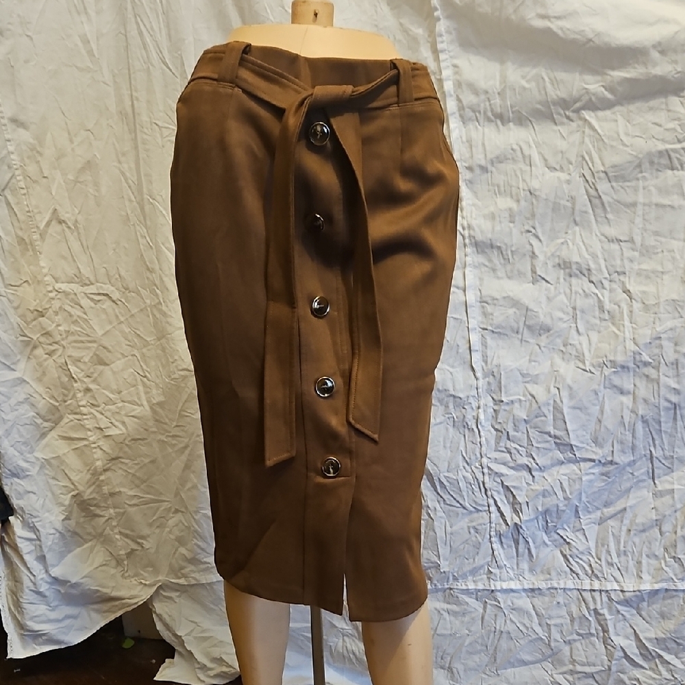 Marc New York Brown Tie Front Pencil Midi Skirt